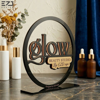 Panneau de bureau circulaire personnalisé en acrylique, effet métallique 3D, support de logo, signalétique de table personnalisée pour salon de beauté, studio, décoration de bureau