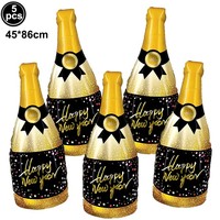 Dekorasi Malam Tahun Baru 2027 Selamat Tahun Baru Bintang Gelas Sampanye Botol Anggur Balon Foil Perlengkapan Pesta Malam Tahun Baru