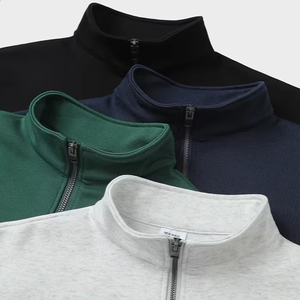 Maglione da Uomo Autunno Inverno Stile Retrò Giovanile Casual in <span class=keywords><strong>Cotone</strong></span> con Mezza Zip, Collo Alto, Vestibilità Ampia e Orlo a Costine - Product Image 6