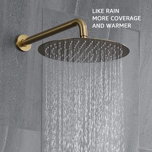 Ensemble de kit de garniture de <span class=keywords><strong>baignoire</strong></span> murale à trois fonctions pour <span class=keywords><strong>douche</strong></span> chaude et froide <span class=keywords><strong>en</strong></span> or brossé avec poignée unique - Product Image 2
