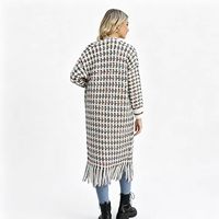 Cardigan long et fluide pour femme, style décontracté, ouvert sur le devant, longueur ras du sol, léger, effet drapé, avec franges