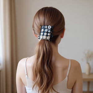 Ensemble de pinces à cheveux élégantes en perles, 12 pièces, noires avec strass, pour femmes, accessoires pour cheveux à usage quotidien - Product Image 3