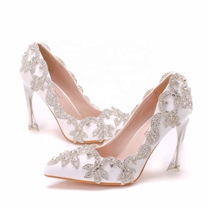 Vendita calda principessa festa di nozze tacchi alti cristalli bianchi 10CM alti <span class=keywords><strong>scarpe</strong></span> da sposa - Product Image 1