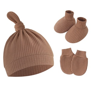 Ensemble de 3 pièces MIO pour nouveau-né : bonnet, chaussettes et moufles en coton doux, bonnet pour bébé, chaussettes antidérapantes, gants de couleur unie pour garçons et filles - Product Image 5