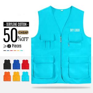 Men's Reversible <b>Waistcoat</b> with Custom Logo Multi-Pockets for Outdoor Volunteer Work Factory Cheap Price Summer Outer Wear - Product Image 2