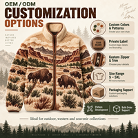 Veste polaire jacquard pour homme, motif faune, fermeture éclair intégrale, en sherpa à poils longs, manteau d'hiver, fabricant et fournisseur de vêtements personnalisés OEM ODM