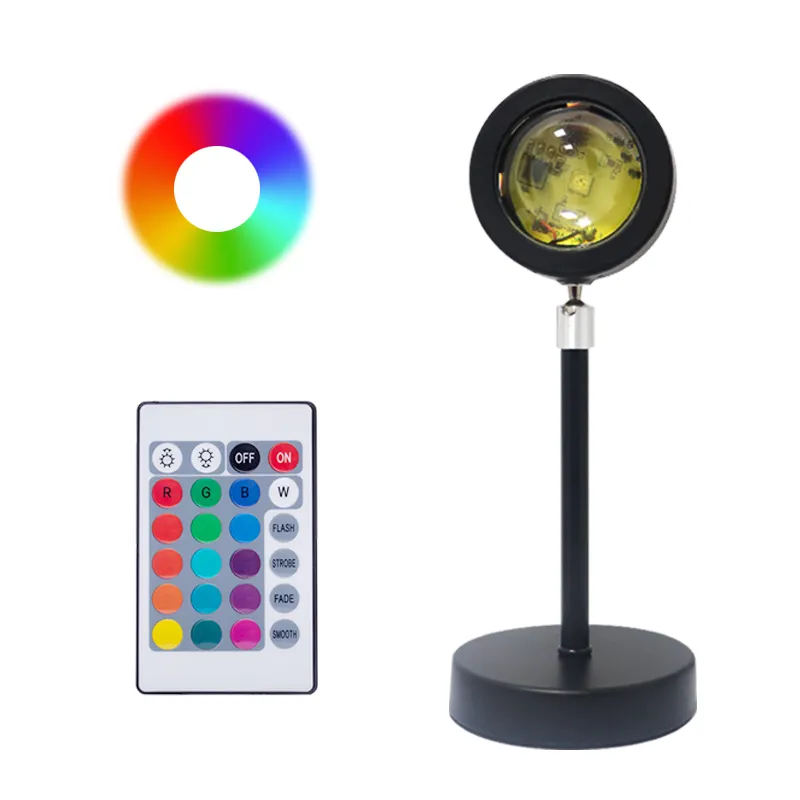 Mới! Nhà Máy Giá Chất Lượng Cao Hợp Kim Nhôm Không Dây Từ Xa RGB Sunset Đèn USB Powered Sunset Chiếu Đèn 16 Màu Sắc