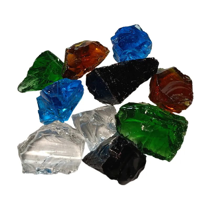 2024 gran oferta 12-20mm azul oscuro grande verde grande paisajismo rocas de vidrio jardín para vidrio de fuego