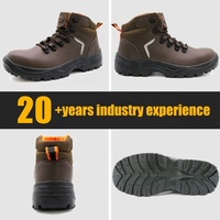 Bottes de sécurité industrielles pour hommes sans métal, embout en fibre de verre, anti-perforation, cuir marron foncé, semelle antidérapante en PU résistante à l'huile