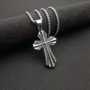 Collier pendentif croix en acier inoxydable unisexe, bijoux religieux, cadeau, pendentifs de mode, breloques, design thématique - Product Image 4