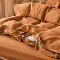 Fabricant vente en gros personnalisé Orange King Size USA lin français drap housse housse de couette avec taies d'oreiller