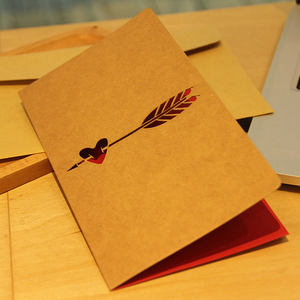 Grosir kartu Vintage untuk Hari Valentine disesuaikan kertas Kraft Laser Cut undangan pengakuan kartu Retro kartu ucapan - Product Image 3