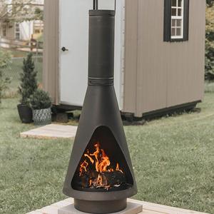 高品質卸売多機能ガーデン暖炉煙突デザインチャコールブラックコルテン鋼製屋外用煙突 - Product Image 4