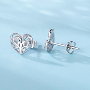 Usine en gros argent fin 925 coeur <span class=keywords><strong>vie</strong></span> <span class=keywords><strong>arbre</strong></span> <span class=keywords><strong>oreille</strong></span> ongles boucles <span class=keywords><strong>d</strong></span>'oreilles pour femmes fille cadeau tenue quotidienne mode <span class=keywords><strong>oreille</strong></span> accessoires - Product Image 2
