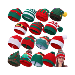 Haute qualité funtery noël tricoté chapeaux hiver Crochet <span class=keywords><strong>bonnet</strong></span> Pom classique chapeau <span class=keywords><strong>de</strong></span> père noël pour enfants adultes famille pour les vacances <span class=keywords><strong>de</strong></span> noël - Product Image 1