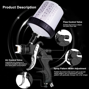 H-2008 HVLP Gravity Feed Spray Gun Set 600cc Aluminum Alloy Paint Sprayer <b>Kit</b> for Automotive Furniture Repair - Product Image 5