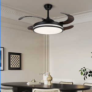Modern 42" Retractable Black 4 Blades 3 CCT Remote Control 6-Speed Timing Function Chandelier Fan <b>Lamp</b> for Living Room Bedroom - Product Image 6
