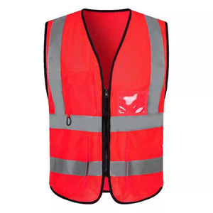 Gilet de sécurité réfléchissant orange en maille, vêtement de travail unisexe pour l'automne, Hubei Chine - Product Image 2