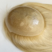 TP22INJ Lager 100% jungfräuliches unverarbeitetes menschliches Haar 7x9 Vollhaut basis Lady Toupet 0,08mm PU Injektion blonde Topper Perücken für Frauen