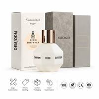 Ensemble diffuseur de parfum personnalisé avec logo, marque privée, parfum d'ambiance de luxe, flacon blanc facetté, diffuseur d'huiles essentielles d'aromathérapie