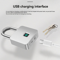 Cadenas intelligent KUNTU Modèle 504 en alliage de zinc à empreinte digitale, étanche IP67, portable, pour patio et porte de garage, avec clé, garantie 1 an