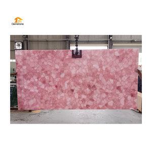 Custom Semi pietra preziosa mobili retroilluminati quarzo rosa cristallo rosa traslucido bancone Bar in pietra - Product Image 6