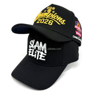 Gorra de Béisbol Bordada Personalizada para Hombre y Mujer, Gorra Deportiva de Algodón Negra con Bordado de Letras de Campeones y Logotipo de Parche Personalizado