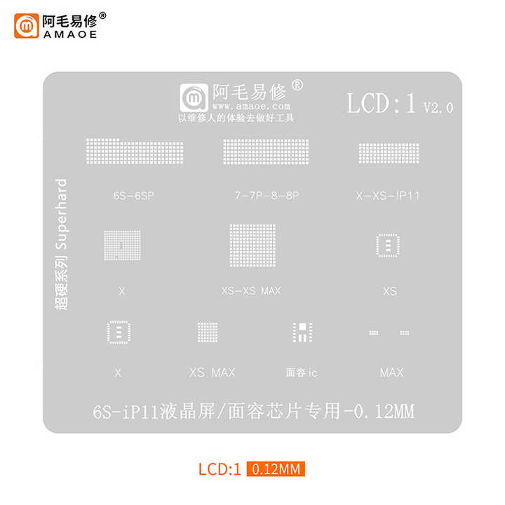 Amaoe Wi-Fi/Baseband/LCD/Face/Charger Connector/Infrared/True Tone/Camera Reballing Stencil Planting Steel Tin Mesh for iPhone