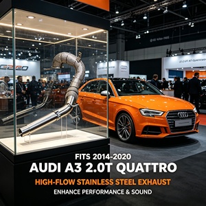 Tuyaux d'échappement à haut débit avec bouclier thermique pour <span class=keywords><strong>Audi</strong></span> A3 2.0T <span class=keywords><strong>Quattro</strong></span> 2014-2020, libère la puissance du turbo <span class=keywords><strong>V12</strong></span> - Product Image 1