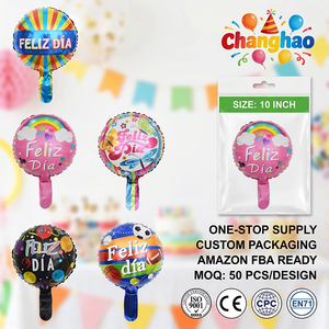 Globos Redondos de Aluminio de 10 Pulgadas con la Frase 'Feliz Día' en Español, Globos Impresos para Fiestas de Cumpleaños y Celebraciones, con Certificación CE y CPC - Product Image 1