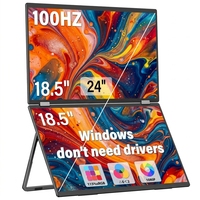 Monitor Portátil Extensor de Pantalla Doble de 18.5 Pulgadas, 100Hz, FHD 1080P, LCD, para Trabajo Creativo