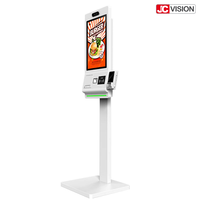 Kiosco de autoservicio con pantalla táctil de 2 pulgadas JCVision para restaurantes, con sistema POS, lector de códigos QR, lector de tarjetas NFC e impresora.