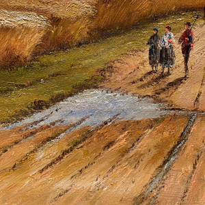 Dipinti a olio da campo classici dipinti a mano 20in × 24in tre persone nella fattoria arte 100% arti su tela - Product Image 1