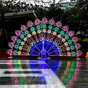 Colorful Peacock Tail Motif <b>Light</b> Outdoor LED Holiday Display Decoration For Christmas Festival - Product Image 1