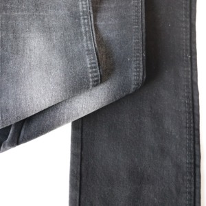 Tela Denim Elástica de Alta Calidad, Mercerizada, de Seda, 180cm, 10.7oz, Negra, 65% Algodón, para Pantalones - Product Image 2