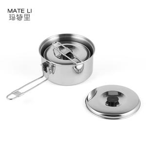 Ensemble <span class=keywords><strong>de</strong></span> 2 casseroles <span class=keywords><strong>de</strong></span> cuisson portables en acier inoxydable 304 avec poignée pliable pour pique-nique et barbecue en plein air - Product Image 4