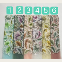 Tissu en dentelle brodé 3D à motif de feuille de phénix froissée, style aquarelle forestière, orné de perles de rocaille et de paillettes, pour robe de mariée, cheongsam et robe de demoiselle d'honneur