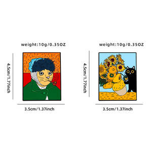 เข็มกลัดเคลือบโลหะสังกะสีรูปแมวสีดำที่ได้รับแรงบันดาลใจจากศิลปะวินเทจทำจากเรซิ่นอีพ็อกซี่สดใสเหมาะสำหรับเป็นของขวัญที่ไม่เหมือนใครสำหรับผู้ชื่นชอบงานศิลปะและคนรักแมว - Product Image 2