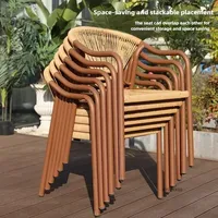 Table et chaises de luxe en bois massif tissé pour l'extérieur Tables et chaises empilables pour l'extérieur