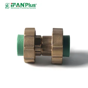 IFAN Plus Ppr Accesorios de tubería de agua 20-63mm Inserto de latón Unión doble Accesorios de tubería Ppr verde