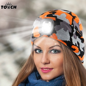 כובע camo נטענת usb אור גבוה באיכות גבוהה בלילה בחורף חם מותחת תאורה חמה unisex סרוג כובע באני עם אור - Product Image 1
