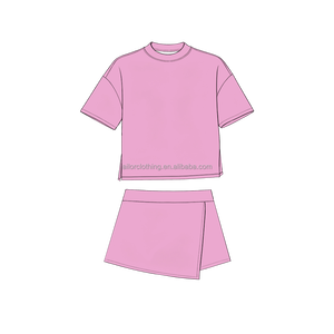 And Custom Clothing Garments Manufacturer Kids Two Piece <b>Set</b> <b>Girls</b> <b>Activewear</b> Skirt Outfit Custom Color Size - Product Image 3