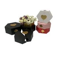 Custom Hexagon Vormige Gift Rozen Doos Regelingen Gouden Hart Bruidsmeisje Voorstel Set Droge Bloemen Papier Blumenkasten Bloemen Dozen