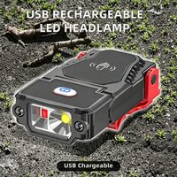 Mini Linterna Frontal LED con Sensor, Luz de Clip para Gorra, Portátil, Recargable por USB, Ajustable, para Pesca y Camping, ABS, Regulable, 12 Horas de Duración