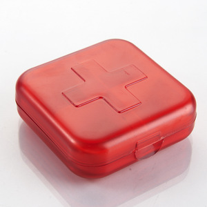Mini Portable Pillbox Red Four Compartment Cross Shape Travel Medicine Storage Case - Product Image 1