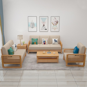 Dazhang Jiaju L-Shaped Solid Wood Sofa Set Modern Minimalist Living Room Furniture Modular Design Cotton Linen Upholstery - Product Image 3
