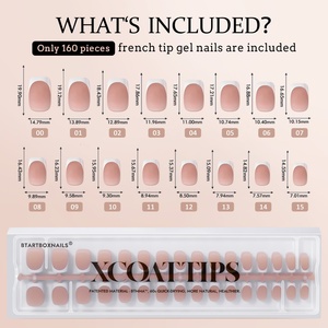 XCOATTIPS Faux Ongles Courts Carrés Couverture Complète Marron French Tip en Gel Souple X Coat Tip Épais à Coller en Gros - Product Image 6