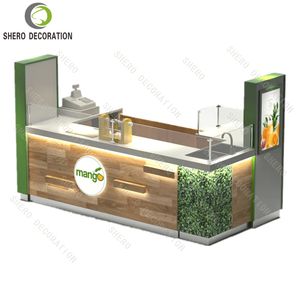 Quiosco de comida rápida de centro comercial para quiosco de jugo de frutas Bar Quiosco de té de burbujas moderno Mostrador de soporte de barra de diseño a la venta - Product Image 1