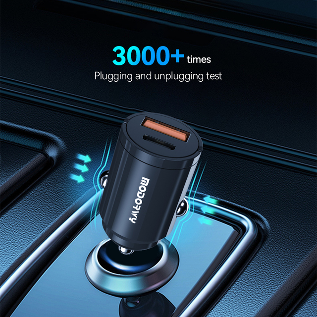 New Arrival USB C Car Charger Dual Ports 30W Super Fast Charging Type C 80% Speed Increase QC3.0 PD 9V/2A Modern Mini