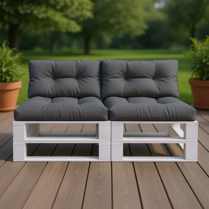 Coussin de palette d'extérieur en tissu anthracite 31,5x15,7x4,7 pouces, rectangulaire, matelassé, amovible, lavable, toutes saisons - Product Image 2